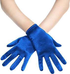 Donna Lady polso corto nero elastico setoso elegante banchetto dell'opera Tea Party Dancing 1920s guanti da sposa in raso - Product Image 5