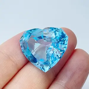 Heart Shape Natural Faceted Cut Solitaire Intense Blue Topaz Gemstone Loose Stone for Jewelry Making