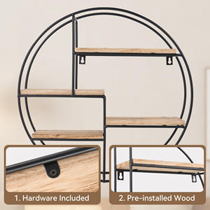 Estante de Almacenamiento Decorativo de Pared, Impermeable, Ahorra Espacio, Multiusos, Organizador para el Hogar, de Madera y Metal, para Baño/Sala de Estar - Product Image 3