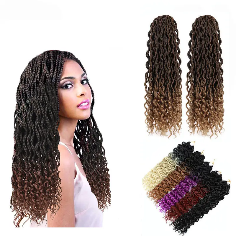 Großhandel Wasserwelle Faux Locs Afro Curly Pferdes chwanz Extensions Ombre Synthetic Crochet Kinky Twist Braid ing Hair