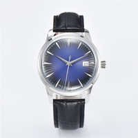 Montre HANNAH MARTIN, fabrication artisanale, cadran minimaliste avec date, logo, mode décontractée, cuir véritable, acier inoxydable, pour homme