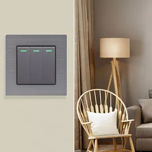 Wall Mounted Safety British Socket With USB Aluminum Alloy Retro Gray Function Key Socket And Switch Electrical