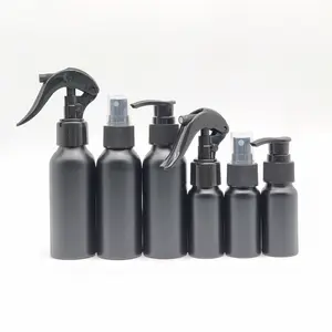 Flacon pulvérisateur de parfum en aluminium noir mat, 30ML/50ML/100ML, flacon de Lotion personnalisé en aluminium, flacon de pulvérisation à gâchette