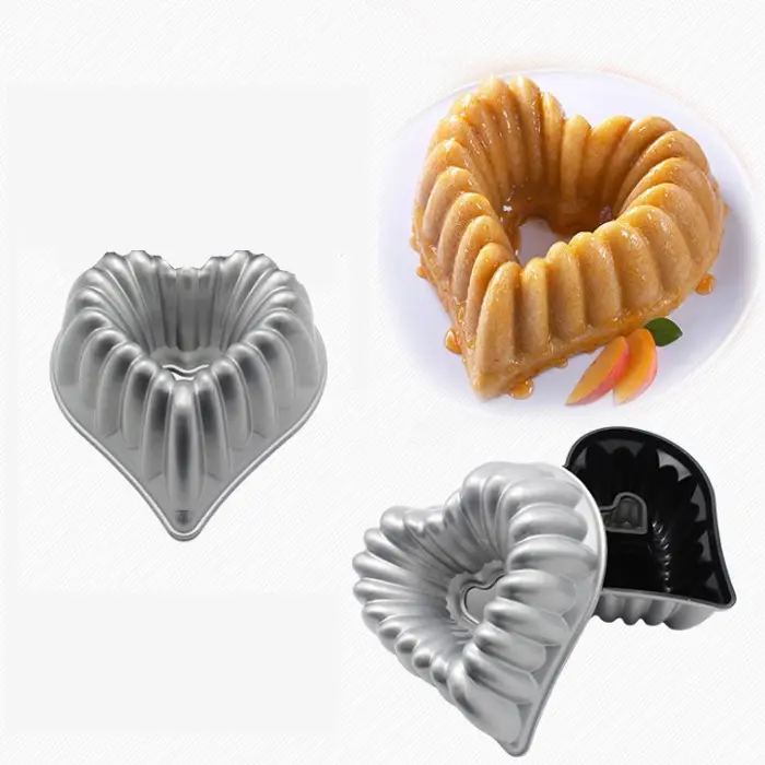 Rỗng Hình Trái Tim Đúc Bundt Pan Không Dính Bánh Nướng Nhôm Khuôn Nướng