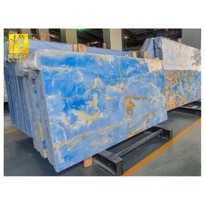 Tấm ốp tường đá tự nhiên BOTON STONE, đá Onyx xanh Pakistan xuyên sáng, kiểu ghép cạnh, dùng làm đèn nền - Product Image 1