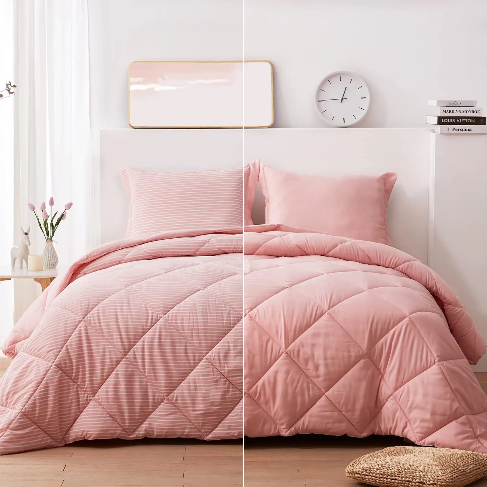 Yuchun Solid Color Stripes Sheet Sets Duvet Cover Luxury Designers Bedding Set Comforter