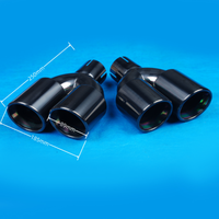 Tubo de escape de coche de acero inoxidable Chapado en negro de doble salida de 3,5 pulgadas, tubo de cola doble decorativo para modificación de vehículos