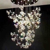 Nouveau Lustre LED de Luxe en Cristal en Forme de Branche Florale pour Installation de Projet, Idéal pour Salon, Salle à Manger, Lampe Principale de Style Artistique Créatif