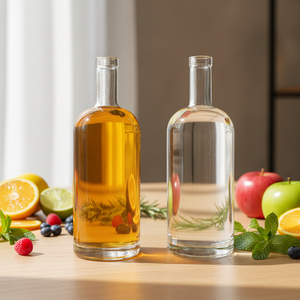 RSG Glasflaschen Recycelbar 200ml 375ml 500ml 700ml 750ml 1000ml Ovale Glasweinflaschen Wodka <span class=keywords><strong>Whisky</strong></span> Rum Korkverschluss - Product Image 1