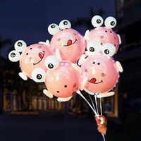 Ballons ronds en TPU, ballons à bulles de dessin animé, 20 pouces, transparents, lumineux, ballons Bobo avec lumières LED, bâton décoratif