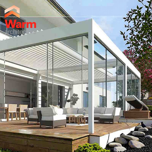 カスタム 高級 3x3m 電動開閉屋根パーゴラ アルミルーバー スカイライトブラインド 照明付きガゼボ - Product Image 1