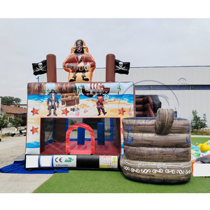 Castillo Inflable para Niños, Tobogán Inflable con Forma de Barco Pirata para Exteriores, Casa de Brinco Inflable Comercial en Venta - Product Image 1