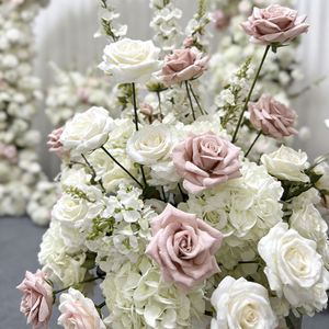 Luxurious Faux Silk Realistic Pink and White Modern Handmade Floral Wedding Arch Backdrop Decoration for Mother's Day - Product Image 4