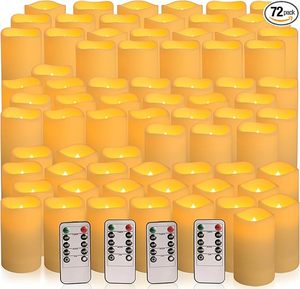 เทียนไร้เปลวไฟกันน้ำกลางแจ้งเทียน <span class=keywords><strong>LED</strong></span> พร้อมรีโมท<span class=keywords><strong>4</strong></span>ดวงและตัวจับเวลา (H <span class=keywords><strong>4</strong></span> "5" 6 "x D 2.2") สำหรับเทศกาลแต่งงานฮาโลวีน - Product Image 1