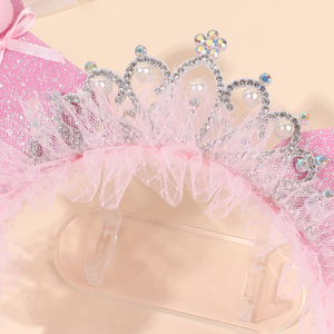 Diadema con Orejas <span class=keywords><strong>de</strong></span> Gato y Tiara <span class=keywords><strong>de</strong></span> Princesa, con Encaje, Tul, Pedrería y Perlas, para Niñas, Accesorios para el Cabello, para Fiestas <span class=keywords><strong>de</strong></span> Cumpleaños - Product Image 4