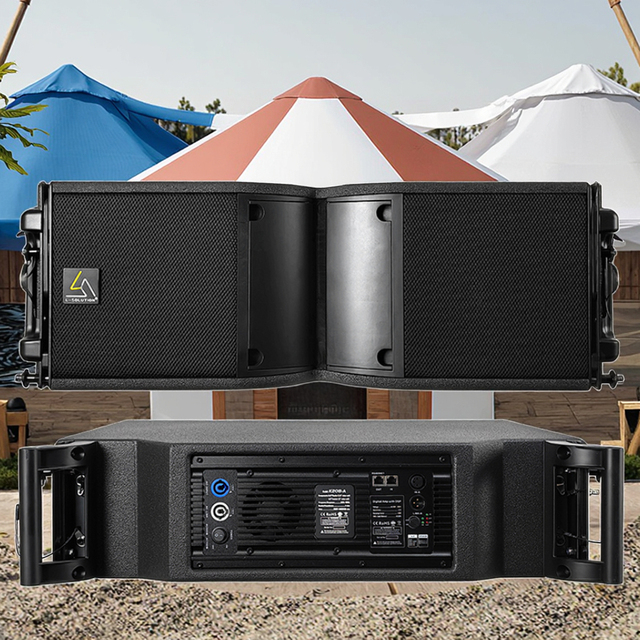 K208-A Active Double 8 Inch Line Array Speakers Two Way 500W Ferrite Professional Outdoor Sound System