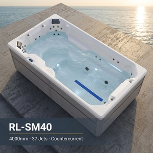 Piscina de Natación Acrílica Rectangular VIRPOL RL-SM40 de 4m, <span class=keywords><strong>para</strong></span> Exteriores, Elevada, con Gabinete de WPC, Sistema de <span class=keywords><strong>Contracorriente</strong></span>, Filtro de Ozono y Jets - Product Image 1