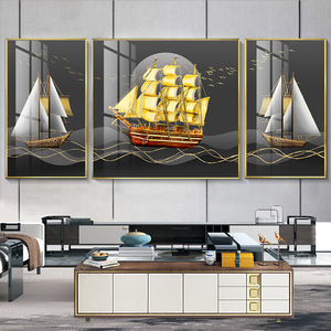 Fabbrica divano parete 5D Dream Voyage telaio in lega <span class=keywords><strong>di</strong></span> alluminio cristallo porcellana <span class=keywords><strong>mare</strong></span> barca pittura murale per soggiorno decorativo - Product Image 5