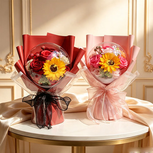 Bouquet <span class=keywords><strong>de</strong></span> fleurs en <span class=keywords><strong>savon</strong></span> acrylique 3 couleurs, parfum longue durée, cadeau <span class=keywords><strong>de</strong></span> Saint-Valentin pour petite amie, cadeau d'anniversaire, vente en gros. - Product Image 2