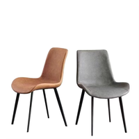 Chaise de salle à manger moderne de luxe nordique en tissu velours vert bleu gris rembourrée en PU avec structure en fer