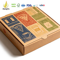 Boîtes à pizza en carton ondulé personnalisées, imprimées, portables, emballages en carton kraft, résistantes à la graisse, écologiques, pour les pizzerias de marque