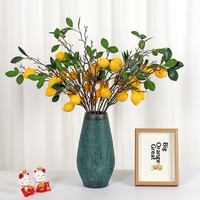 Kunstmatige citroen huisdecoratie fotografie rekwisiet nieuwjaarsgroene plant ornament 3-koppig 5-koppig 7-koppig bladeren kunstmatig fruit PU