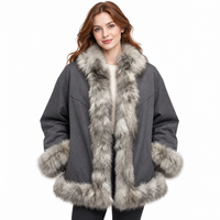 Parka mi-longue OEM à col montant, garniture en fourrure de raton laveur, poches fendues, épaules tombantes, pour un style urbain automne-hiver