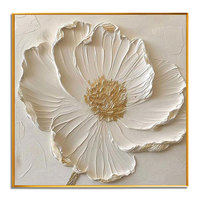 Peinture à l'huile originale moderne peinte à la main, grande fleur blanche sur toile, décoration murale de haute qualité pour le salon