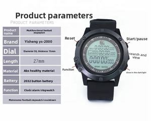 Montre d'arbitre de football professionnelle, chronomètre de tournoi, 100 tours, silencieuse, affichage rétroéclairé 3 lignes, interrupteur, compte à rebours, alarme, calendrier - Product Image 3