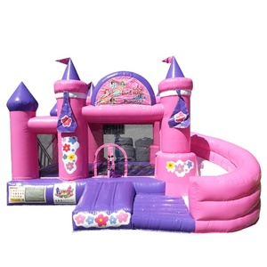 Jeux d'extérieur gonflable pour enfants, parc d'attractions extérieur, château princesse rose, toboggan, pour filles, maison à rebond pour cérémonies - Product Image 1