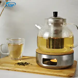قدر شاي تقليدي حسب الطلب مدفئ مصنوع من الفولاذ المقاوم للصدأ شمعة تدفئة للشاي من الزجاج والسيراميك