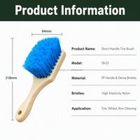 Brosse industrielle pour pneus et jantes, manche court, poils denses, outil de detailing automobile, tête en nylon anti-rayures, boucle de suspension pour garage