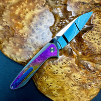 Couteau pliant en acier M390 finition miroir, manche en titane TC4 gravé au laser, EDC, extérieur, personnalisé, OEM