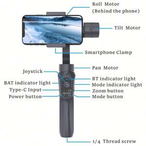 Gimbal Rotasi 360° Auto Face Tracking F10 Pro, Tongsis Fleksibel Tripod dengan Lampu LED Fill Light, <span class=keywords><strong>Stabilizer</strong></span> Nirkabel Bluetooth - Product Image 6