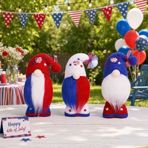 Gnomes patriotiques du 4 juillet, décorations du Jour de l'Indépendance des États-Unis, étoiles et rayures, poupée sans visage de l'oncle Sam, décoration de table à domicile - Product Image 2