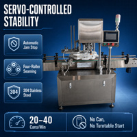Machine de scellage de boîtes entièrement automatique à servo-moteur électrique, scelleuse de boîtes métalliques de haute précision pour l'emballage alimentaire et l'utilisation de produits (Ketchup, etc.)
