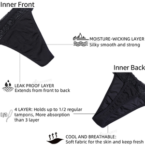 Culotte <span class=keywords><strong>menstruelle</strong></span> en dentelle Green Envoy pour filles, culotte de règles, sous-vêtements absorbants légers anti-fuites, <span class=keywords><strong>tanga</strong></span> - Product Image 6