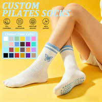 Chaussettes de yoga et de pilates pour femmes Crew Xingyou Luxury 100% coton antidérapantes avec broderie et logo personnalisé