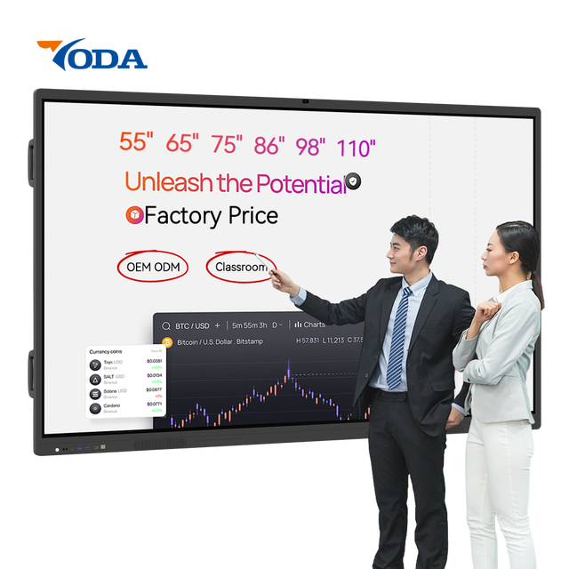 65 Inch Interactive Flat Panel Touch Screen Smart Board Interactive Whiteboard 4K Display for Airport Railway Station Bank Lobby