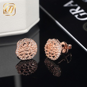 Boucles d'oreilles clous en moissanite taillée CNC, en argent S925, style 'Iced Out' avec pierres en forme de pépites, à fermoir à vis, irrégulières, pour hommes, bijoux Hip Hop - Product Image 6