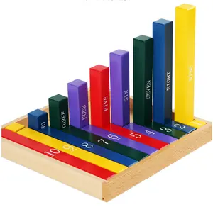 CHCC Montessori Early Childhood Mathematics Teaching Aids Color Decimal Stick 1-10 English Building Block Toys