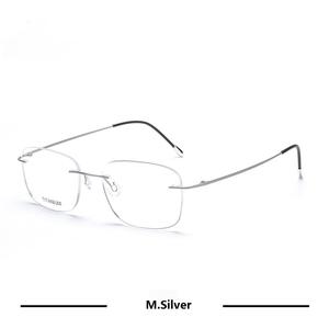 نظارات طبية فاخرة عالية الجودة من التيتانيوم بدون إطار مستطيلة الشكل خفيفة الوزن بإطار ذهبي أنيق - Product Image 2