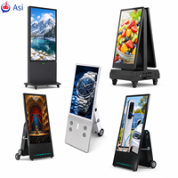 Kiosque d'affichage LCD sur roulettes, portable, alimenté par batterie, 32/43 pouces, étanche IP65, 2000 nits, idéal pour centre commercial, autonomie 8-12 heures