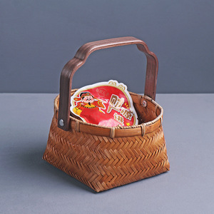 <b>Bamboo</b> Woven Basket Rectangle Food <b>Container</b> With Iron Handle Kitchen Use - Product Image 3