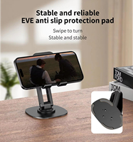 Support de téléphone pliable à 2 axes, rotation à 360 degrés, multi-angles réglables, base en alliage, support de bureau pour tablette, pliable, portable