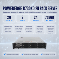 Server Bekas R730xd Refurbished R730 R720xd R720 R740xd 2U SSD NIC RAID SAS ERP Chassis Backup Finance