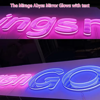 Papan Neon Aluminium LED OPEN 3D Infinite Mirror Custom Bercahaya RGB Kompatibel Alexa Animasi Bluetooth/WiFi untuk Iklan