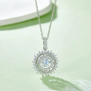 Tian chen Nhà Máy Giá S925 bạc mạ vàng trắng D colour thời trang moissanite kim cương mặt dây chuyền