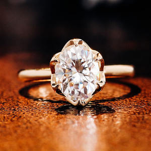 Venta al por mayor personalizado GRA certificado 10K 14K 18K sólido Real oro moissanita diamante boda anillo de compromiso conjunto para mujer joyería - Product Image 3