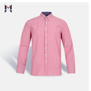 Camicie a righe personalizzate da uomo a maniche lunghe con <span class=keywords><strong>colletto</strong></span> rivolto verso il basso e abbottonatura a bottone singolo e polsino rotondo per l'autunno - Product Image 1